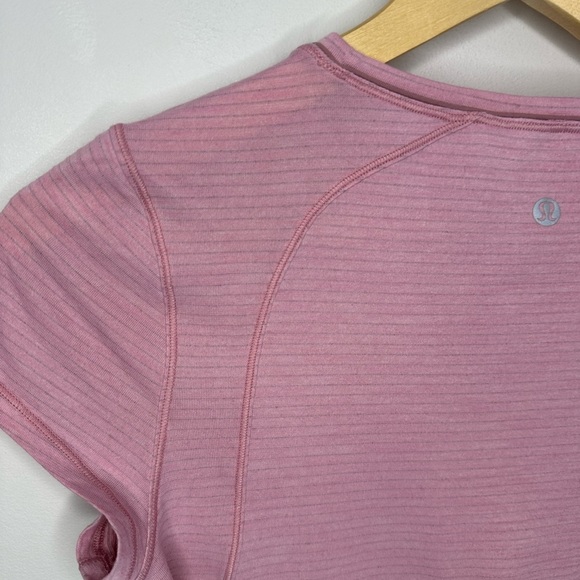 Lululemon Striped Pink Short Sleeve Active Top ptp 17” - Picture 7 of 9